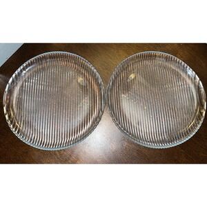 Buffet Plates by Per Lütken for Holmegaard, Set of 2 Very Elegant Optical Effect